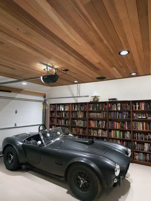 Led Lights For Garage With Wood Panel Ceiling Design