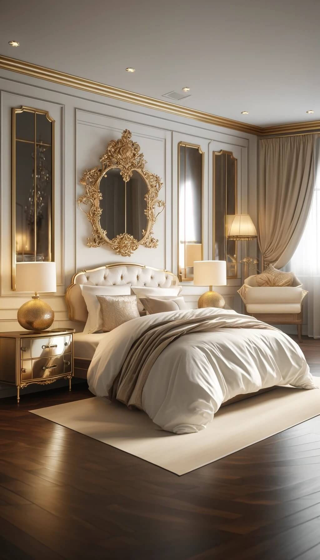 Gold Sheets with a White Comforter