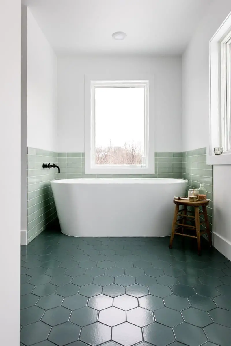 Light green wainscotting tile