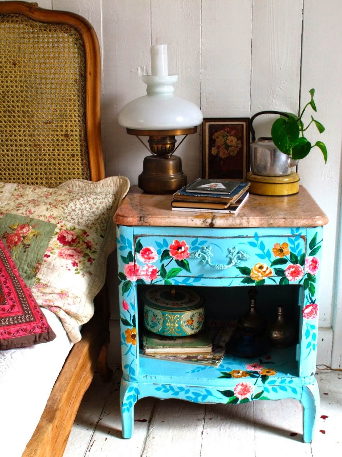 Nightstand with beautiful florals