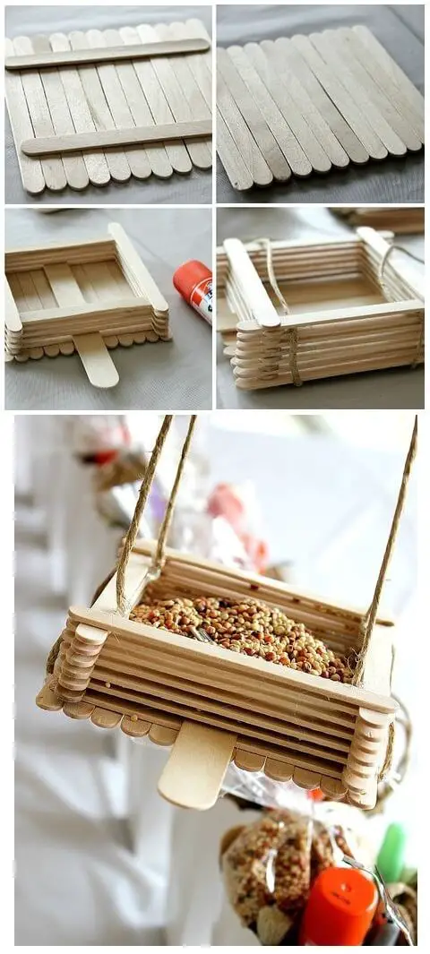 Popsicle Sticks Bird Feeders