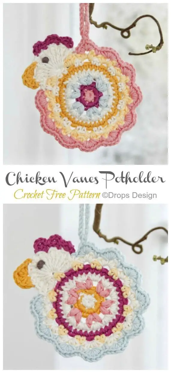 Crochet Chicken Potholder Pattern Chicken Potholder Free Pattern Crochet Rugs Coaster Circles