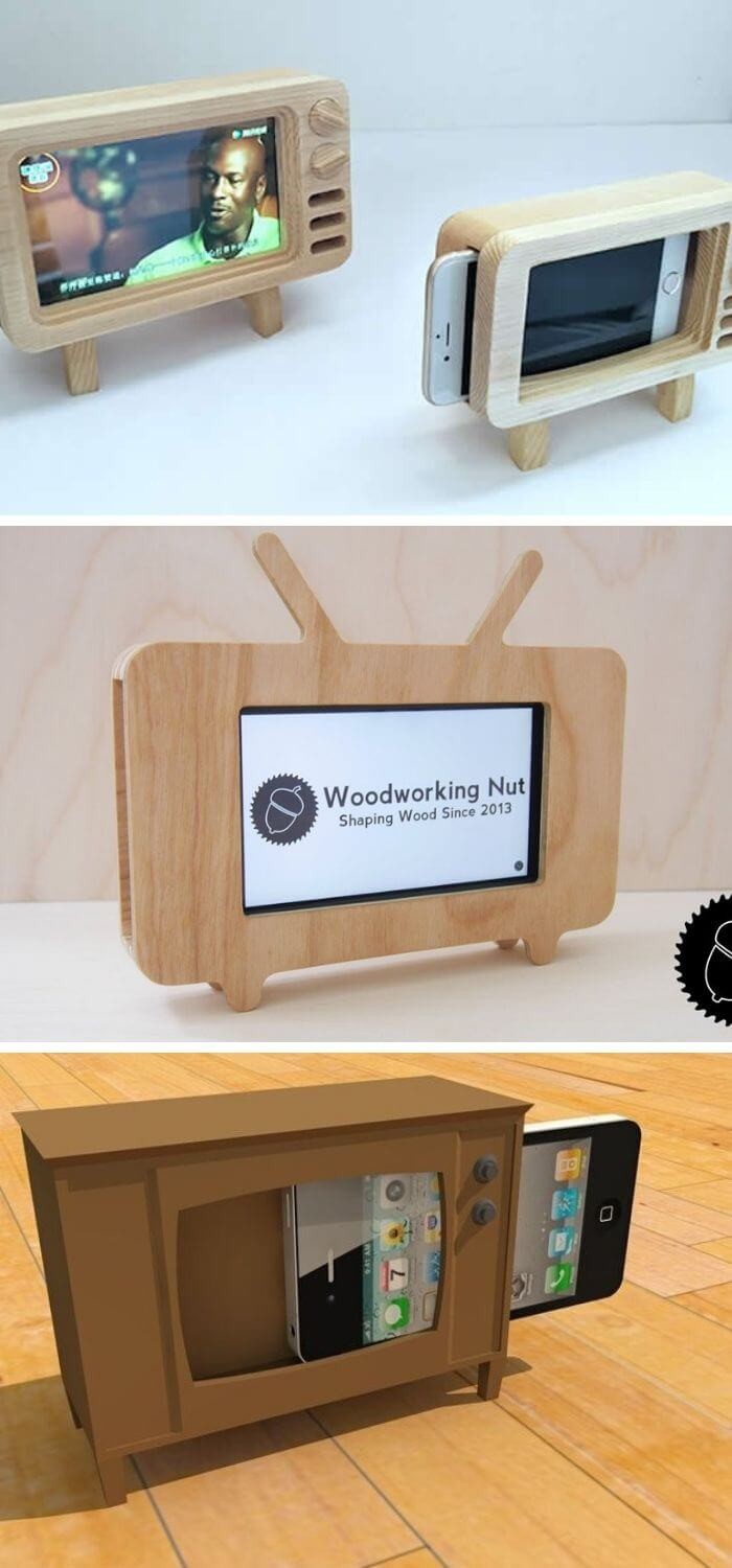 TV Wood iphone stand