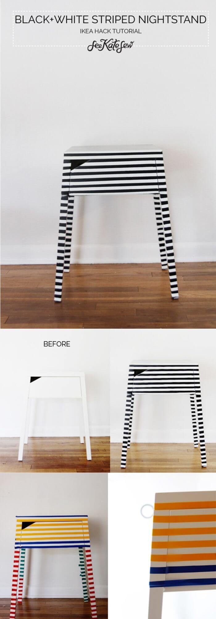 Striped Nightstand Ikea Hack