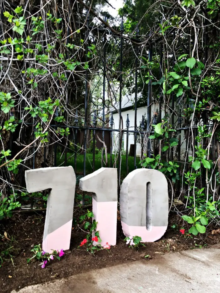 Painted cement house numbers