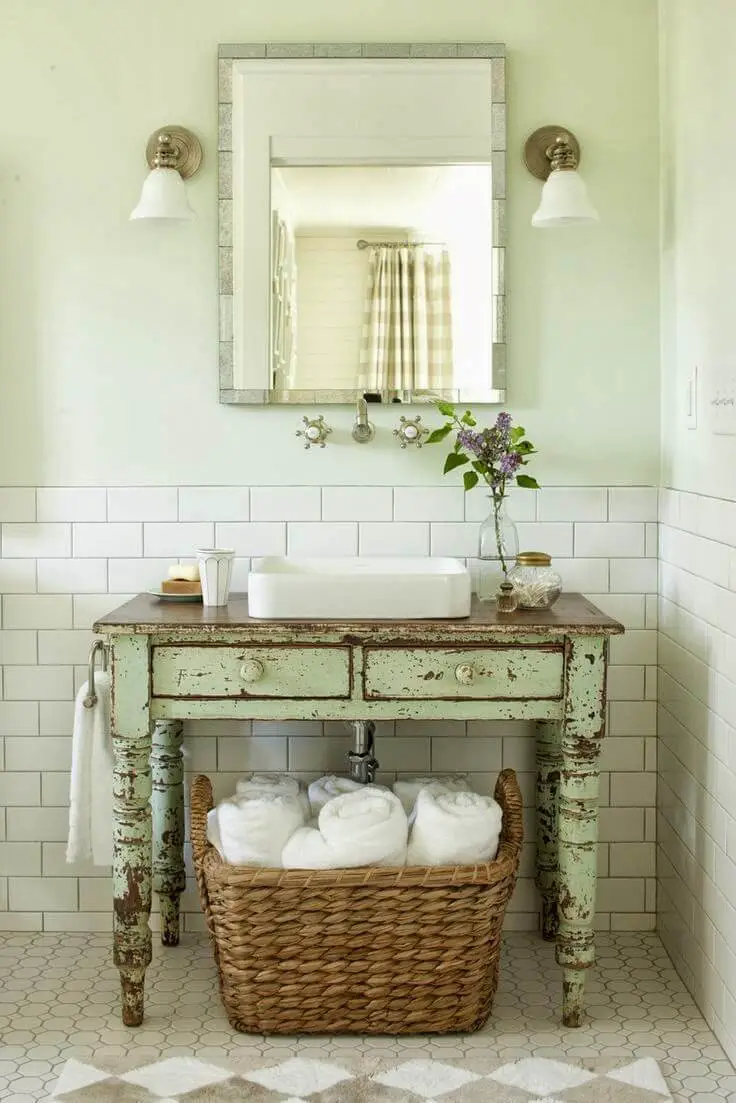 Repurposed Antique Table lavatory vanity