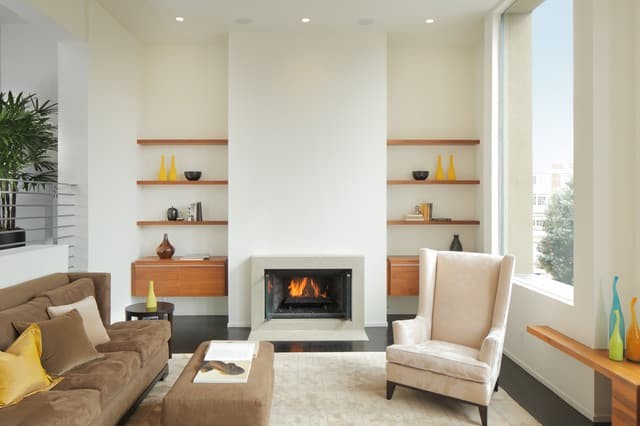 Fireplace side shelf ideas.