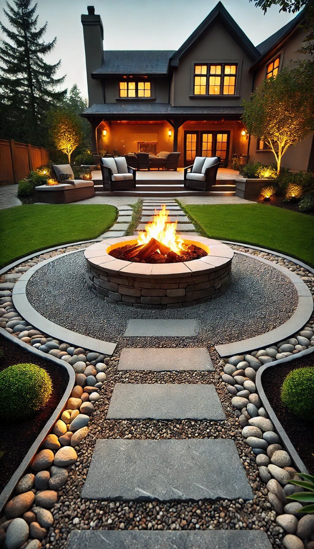 Fire Pit with Gravel Pathway