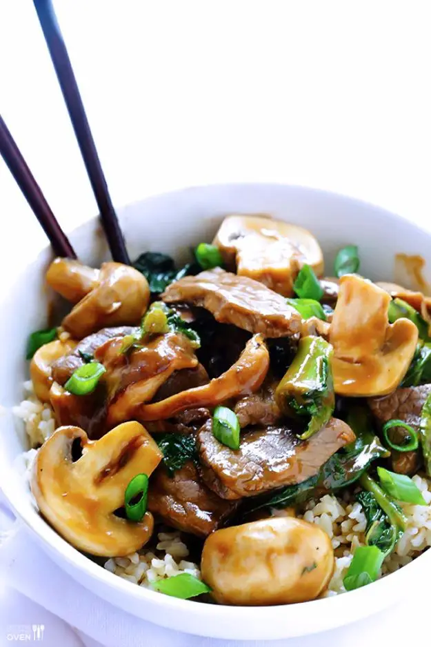 Ginger, Beef, Mushroom And Kale Stir Fry