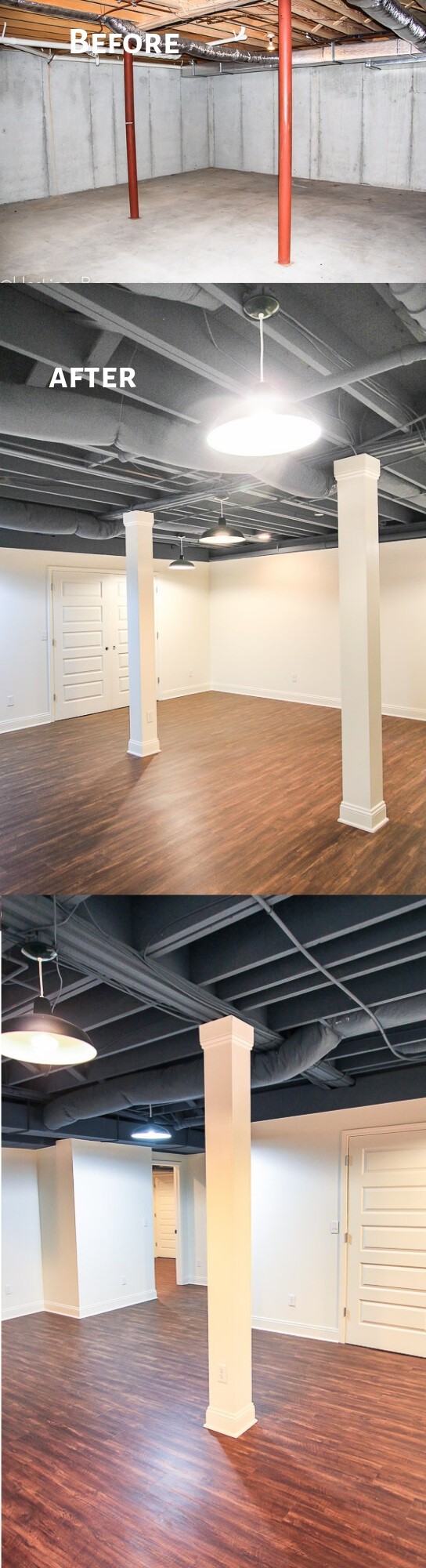 #1. Painted Basement with Low Ceilings