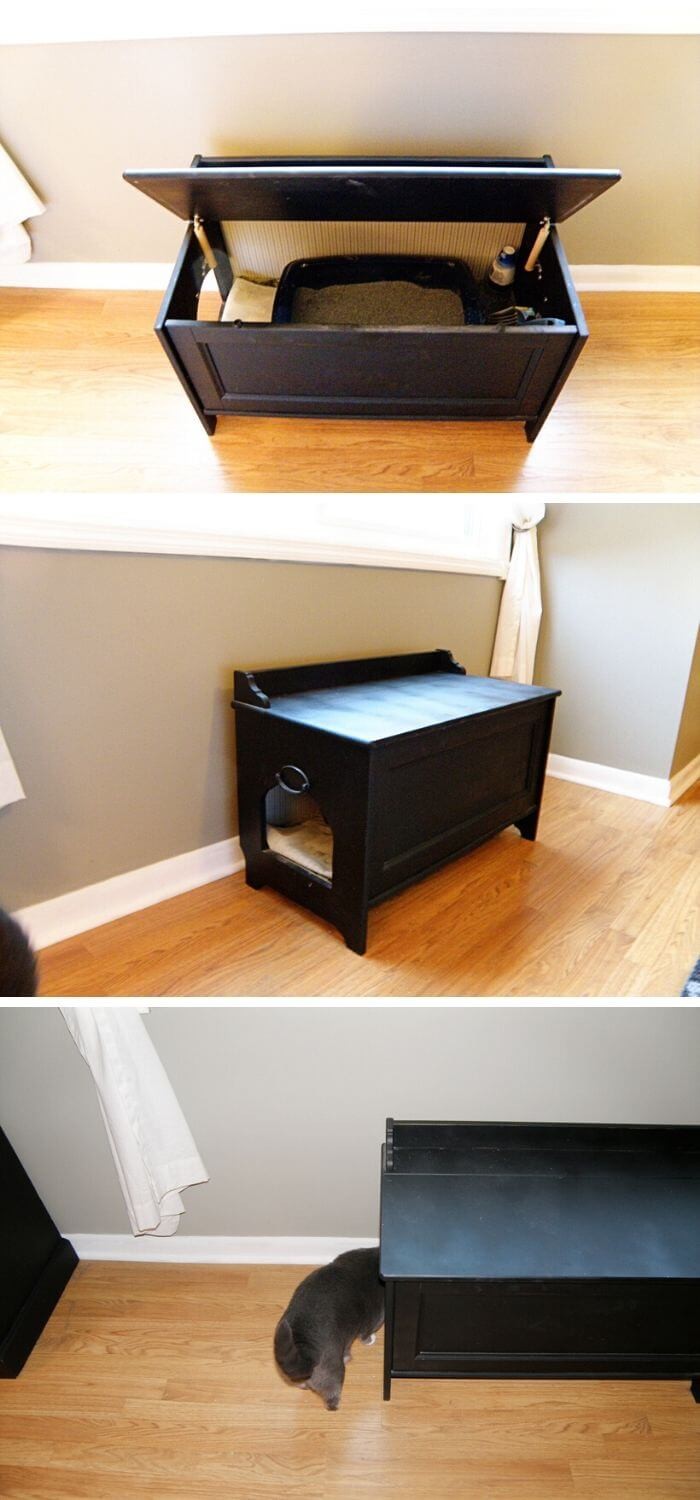 Handmade wooden litter bench