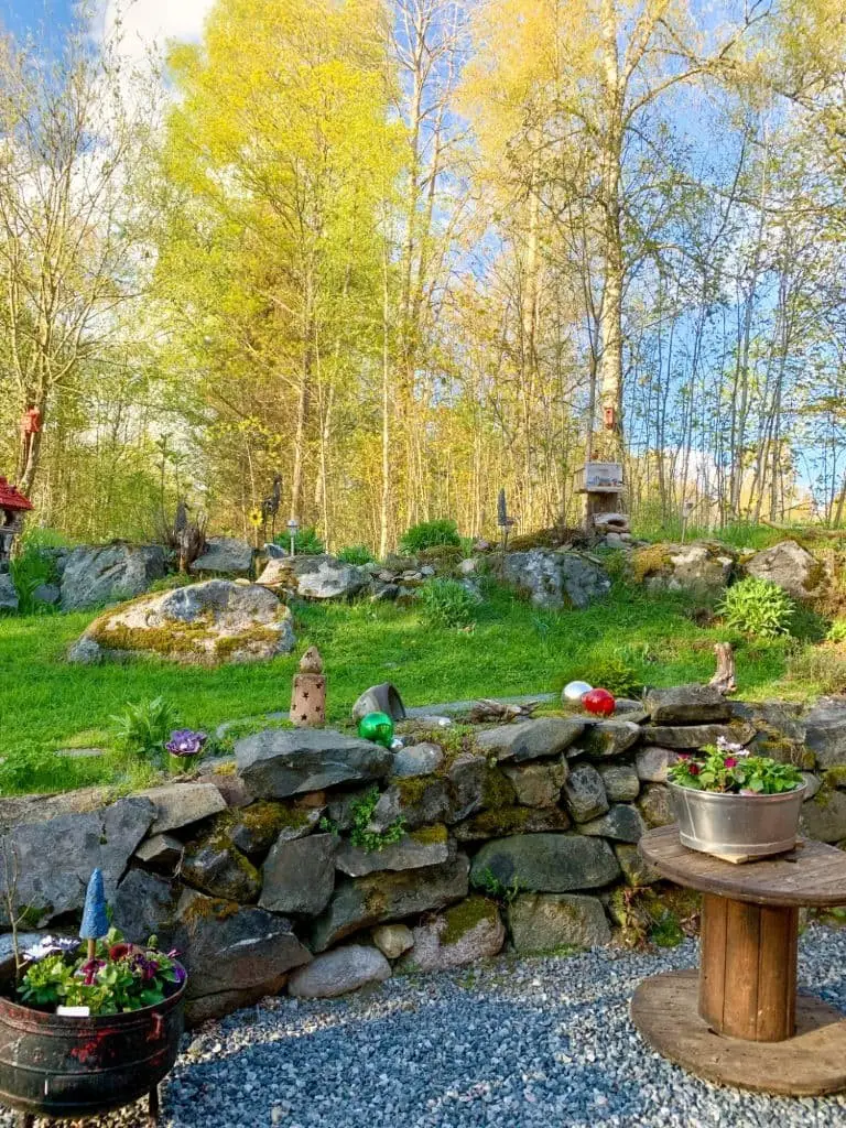 Backyard Oasis With Stone Walls