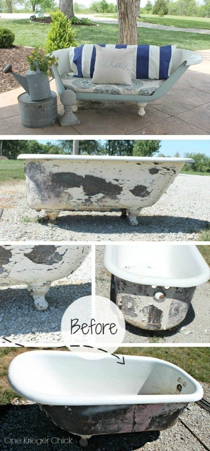 Cast Iron Bathtub to Outdoor Sofa