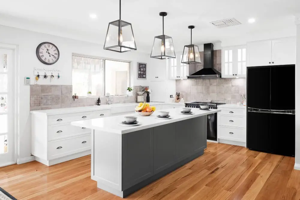 Black Appliances + White Cabinets.