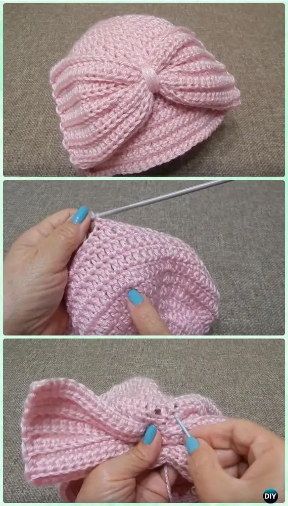 Crochet Bow Turban Hat