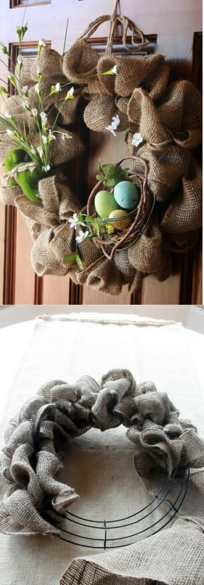 #14. Easy burlap spring wreath