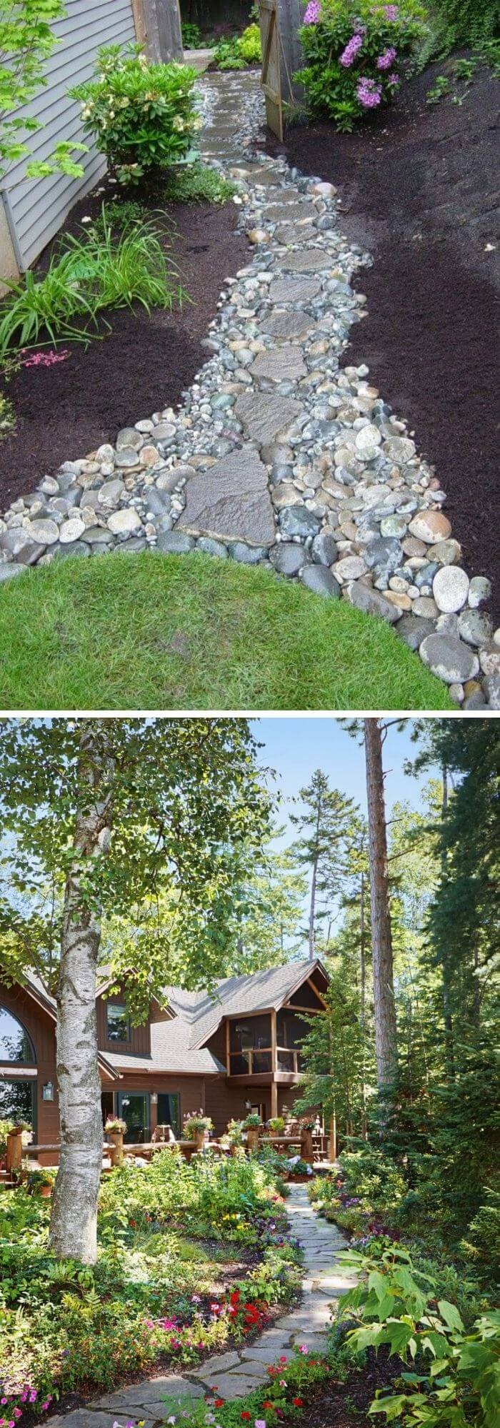 A Backyard with a simple Stone Path