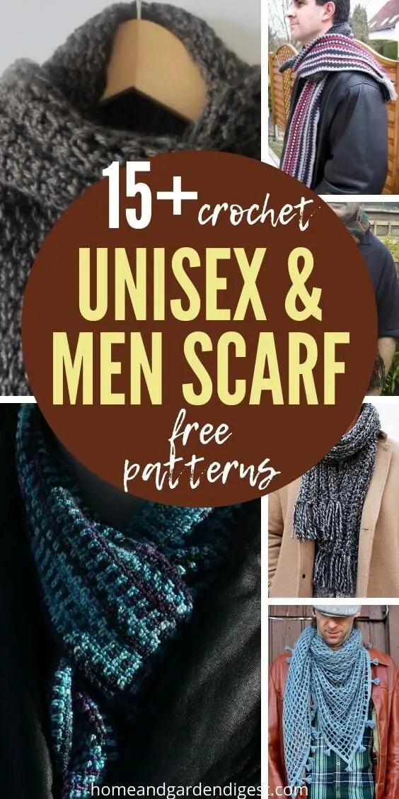 15 Crochet Unisex & Men Scarf Free Patterns