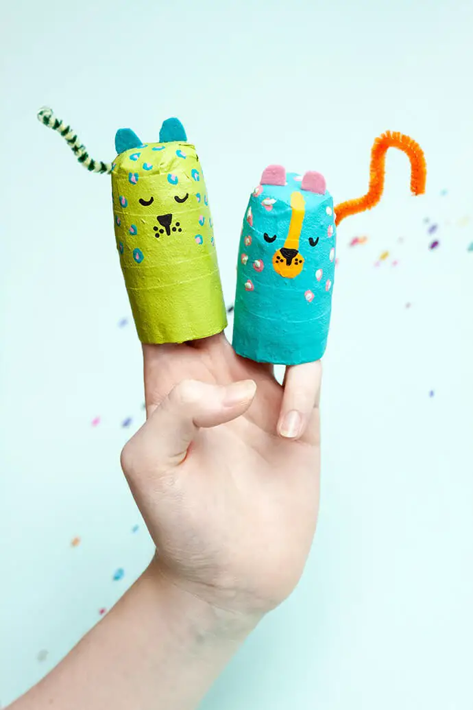 Paper mache animal finger puppets