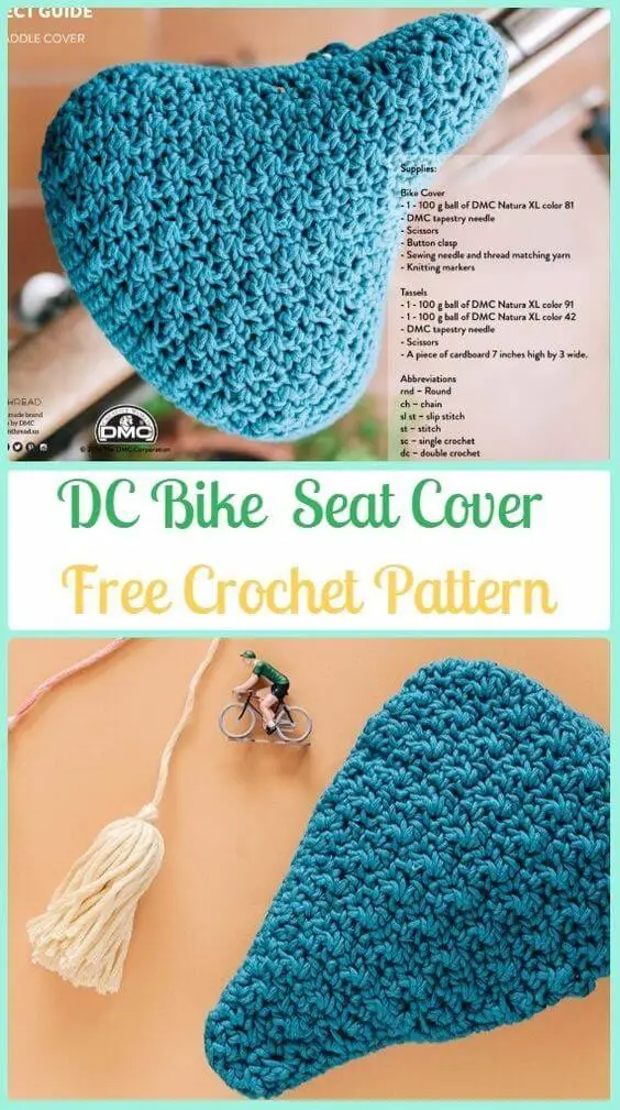 Crochet DC Bike Seat Cover.