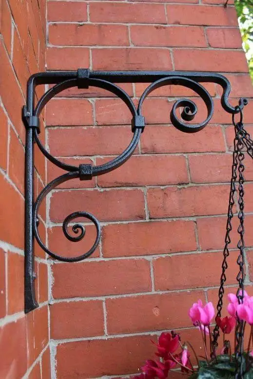 Hanging plants basket using a mounting bracket