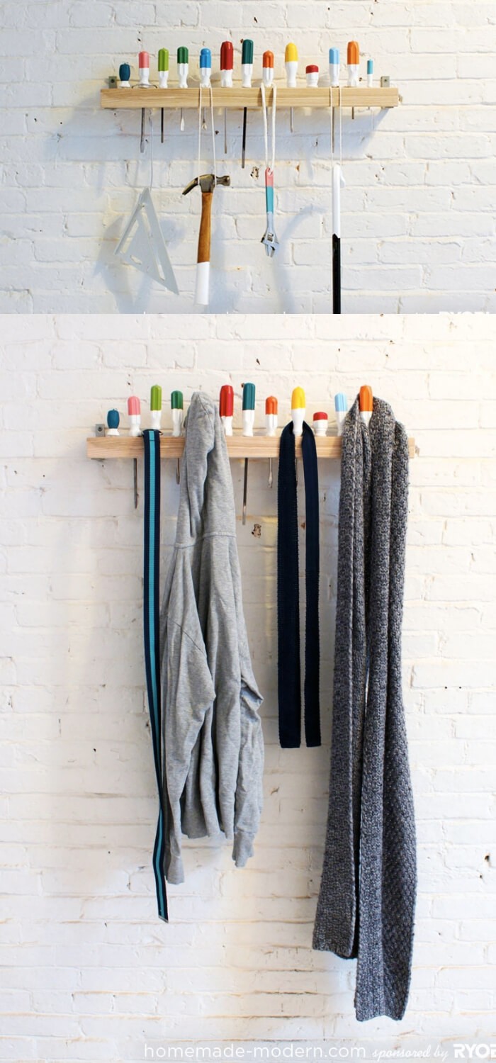 #6. Screwdriver Coat Rack