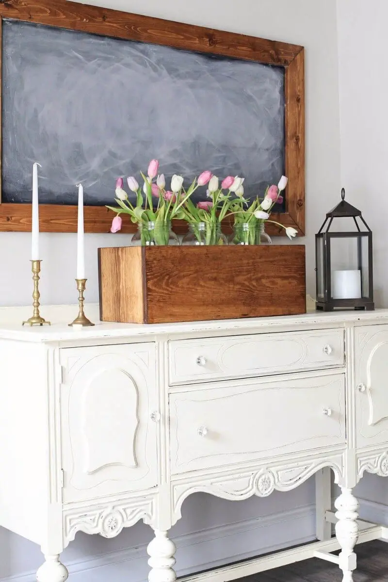 Chalkboard with rustic table