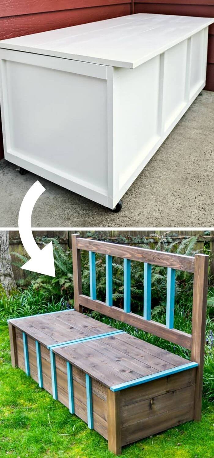 DIY outdoor storage bench