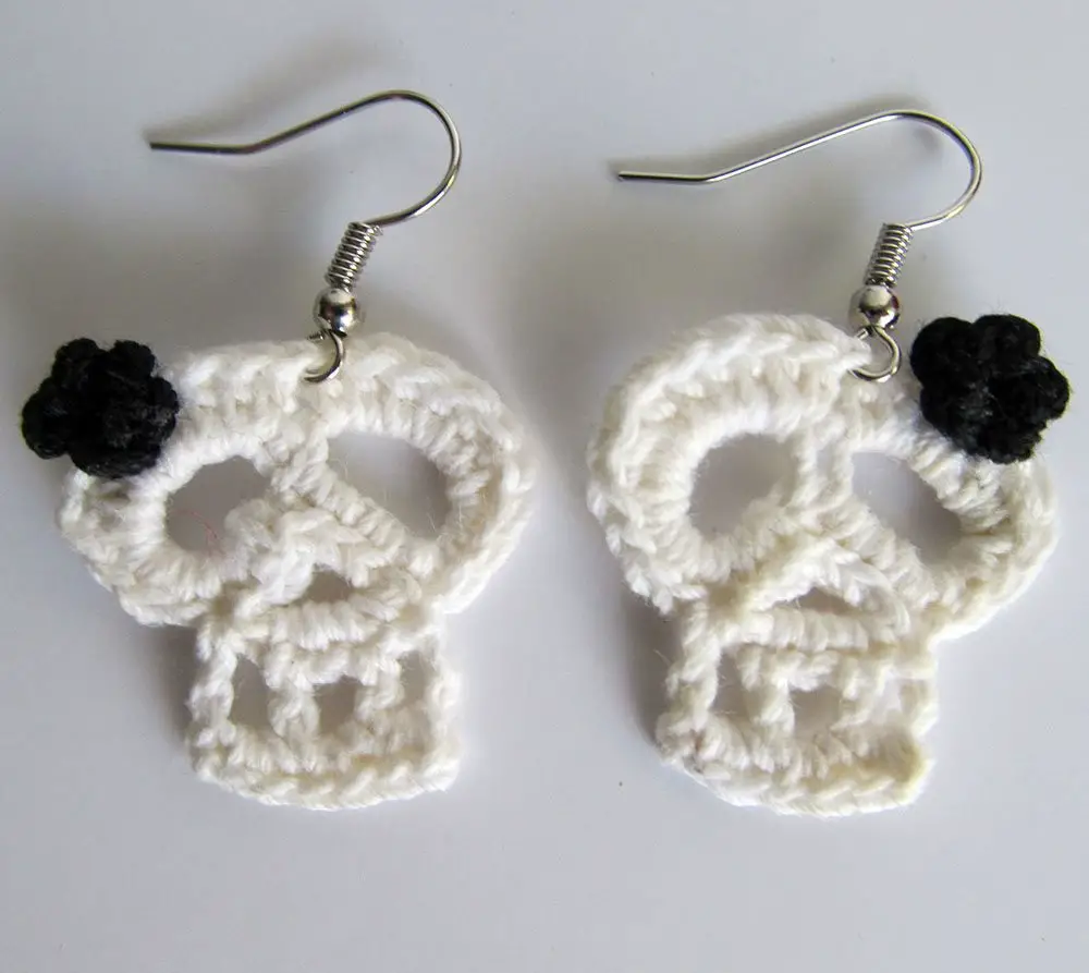 Crochet Day of the Dead Sugar Skull Earrings