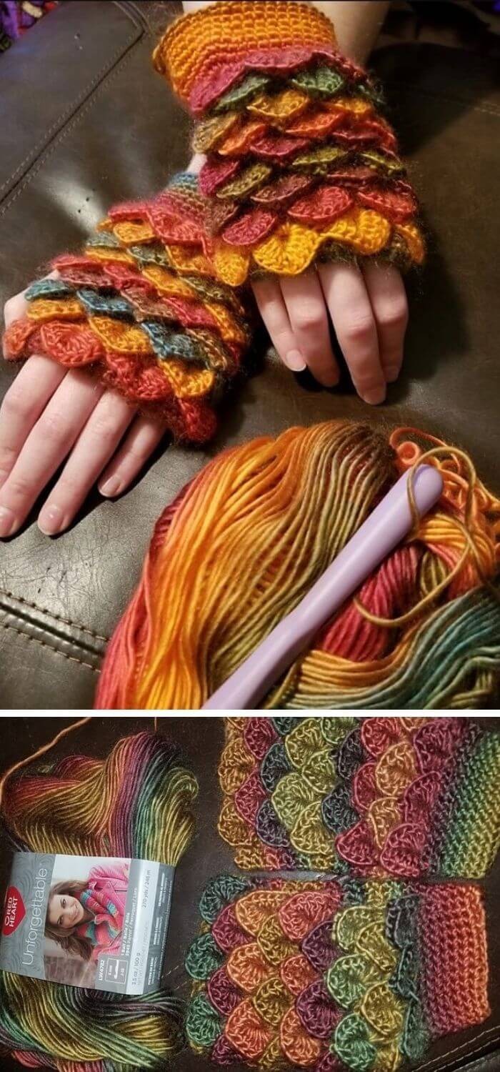 Dragon scale fingerless gloves