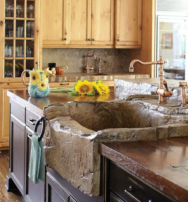 #17. Stone sink and countertop