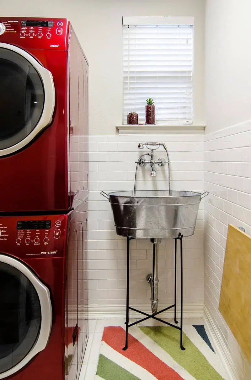 Small laundry room ideas with utility sink.