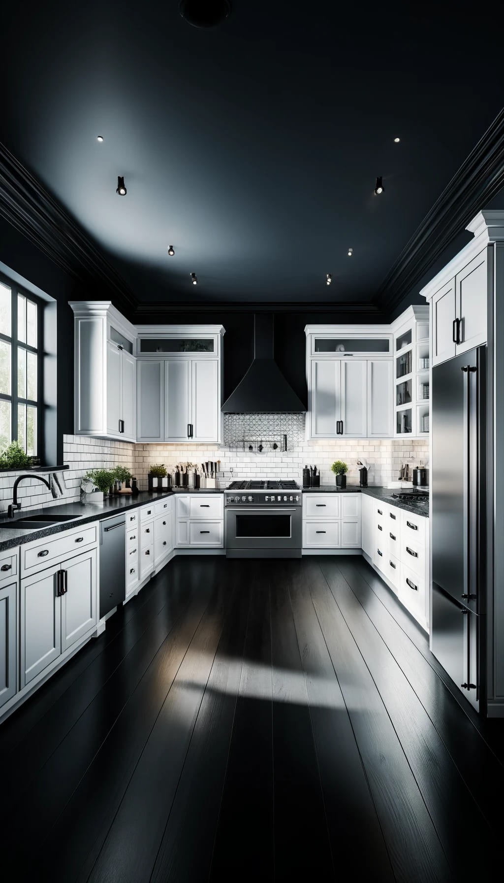 White Cabinets with Dark Countertops