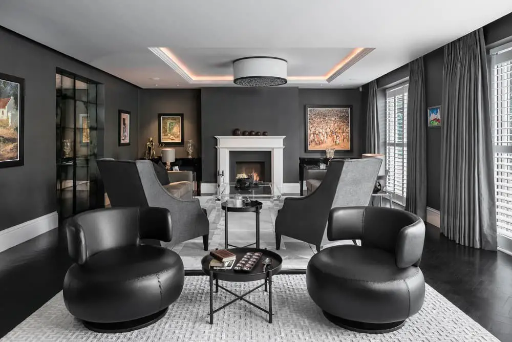 Place a black coffee table in the center of the room