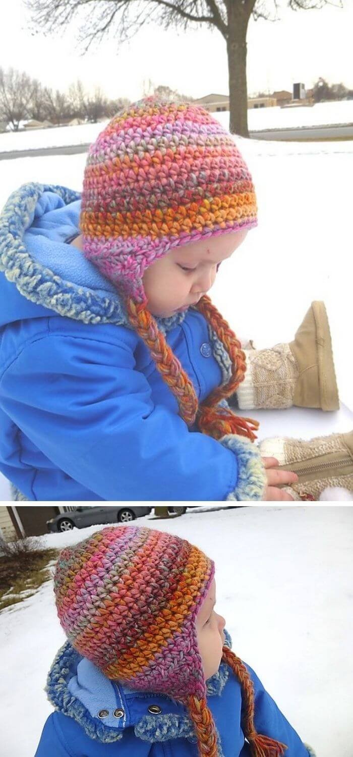 Seamless earflap hat