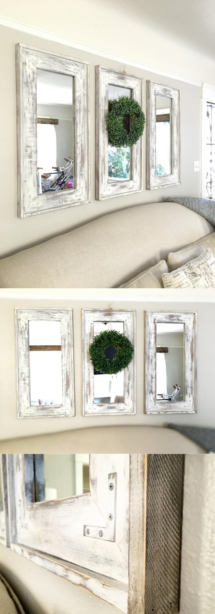 Wood frame Farmhouse set of three mirrors