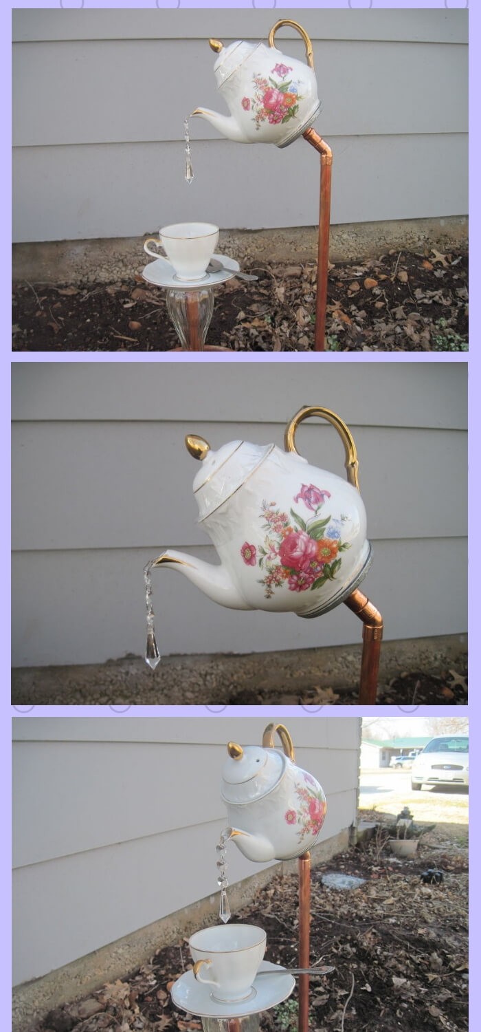 English Tea Pot, Tea Cup and Saucer Garden Stakes