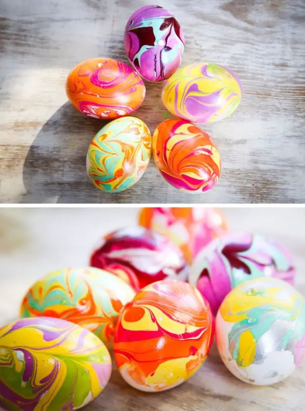 DIY Nail Polish Marbled Eggs