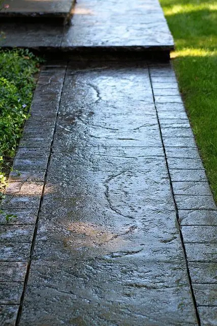 #6. Stamped concrete patio with border