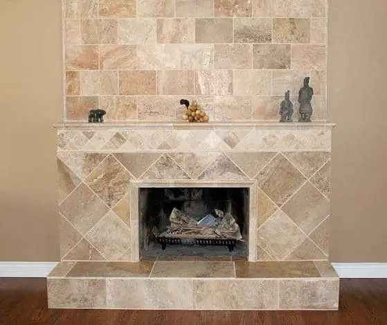 Travertine tile fireplace ideas