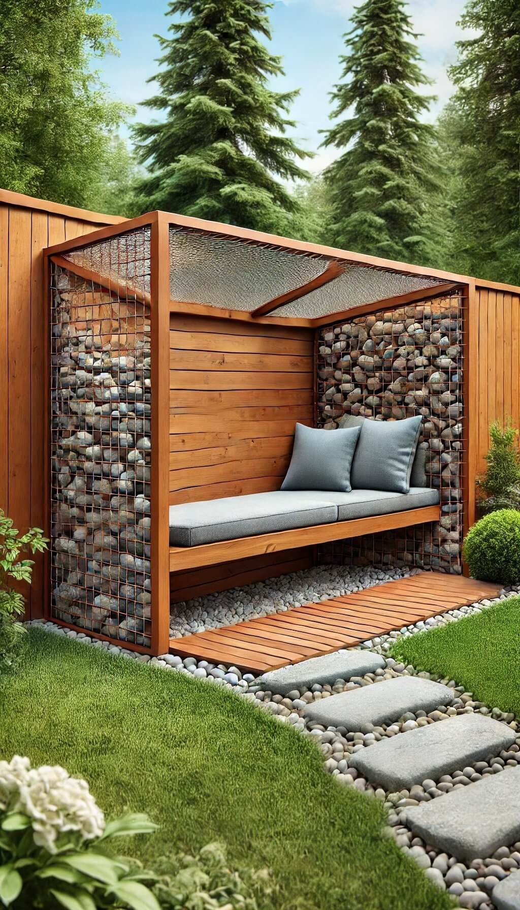 Gabion Fence with Seating