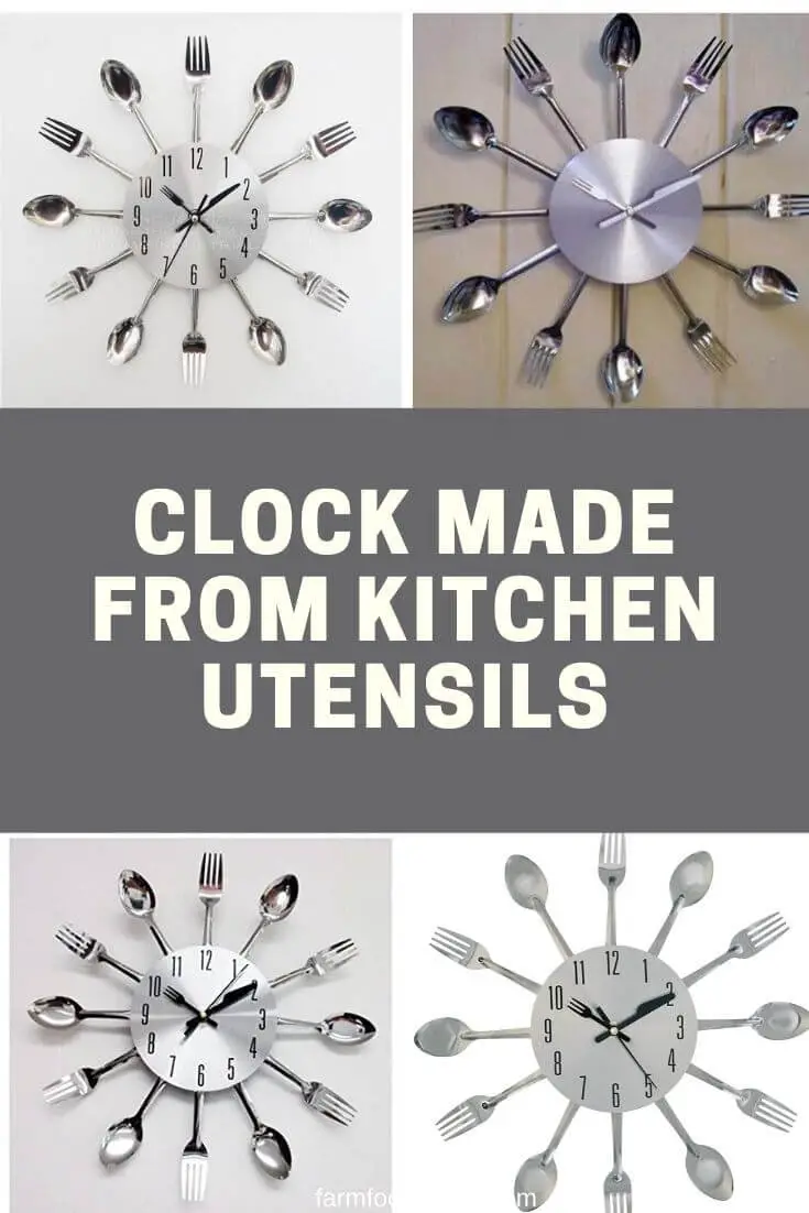 Clock made from kitchen utensils