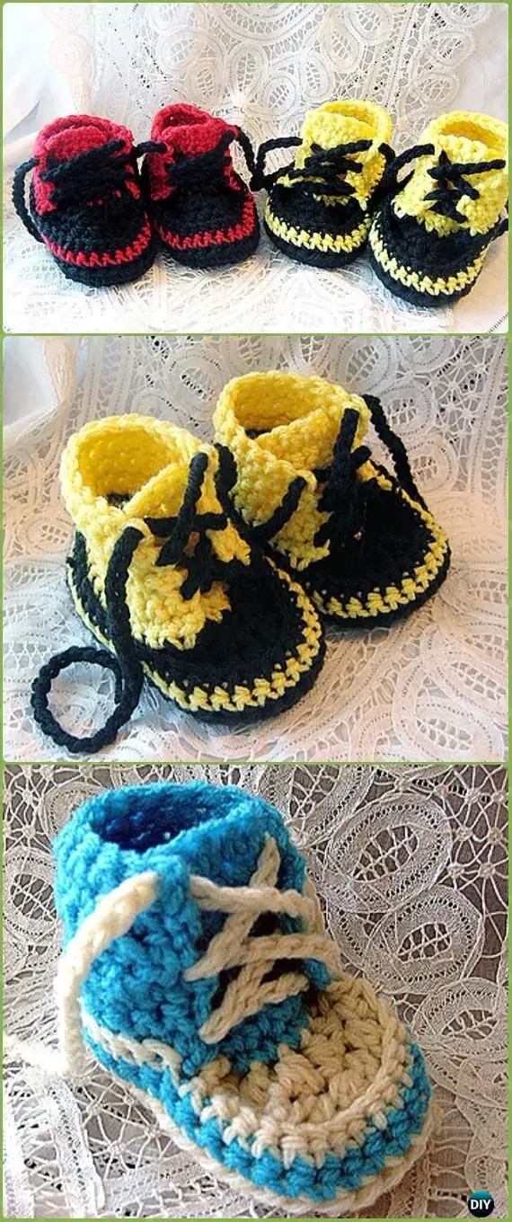 Crochet Newborn High Top Converse