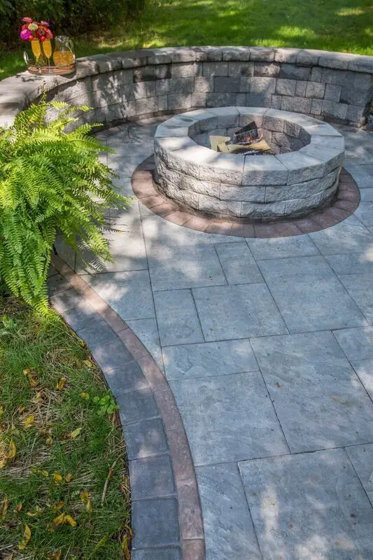 #1. Stamped Concrete Patio With Fire pit