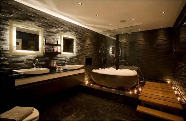 Luxury spa-style basement bathroom