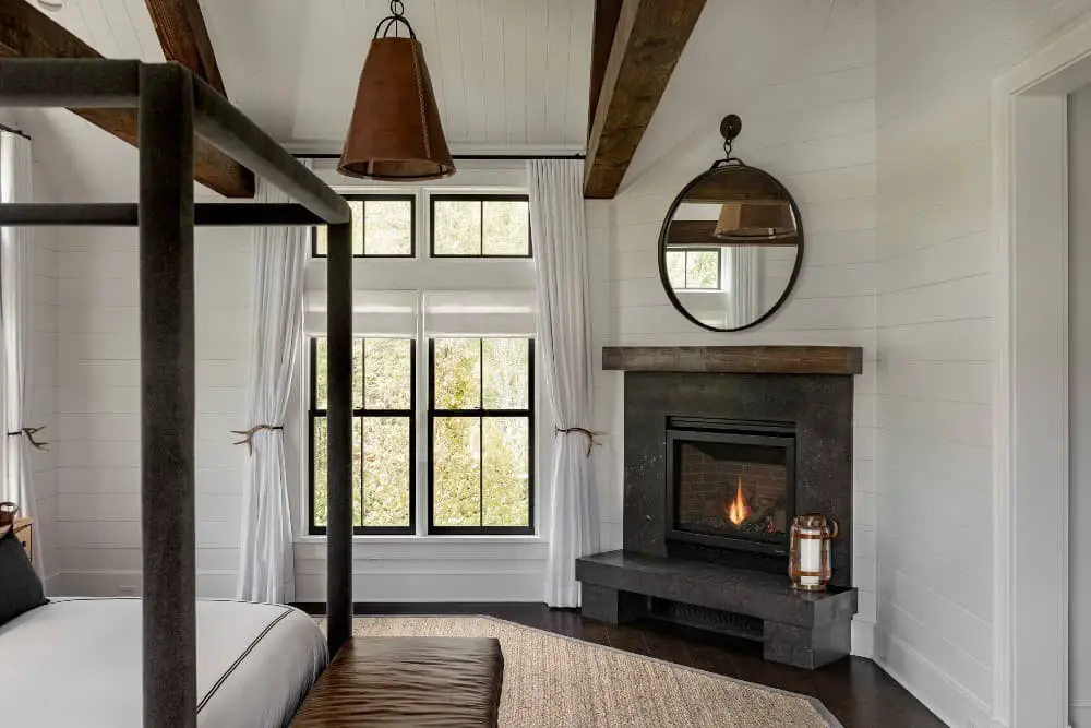 Corner bedroom fireplace ideas.