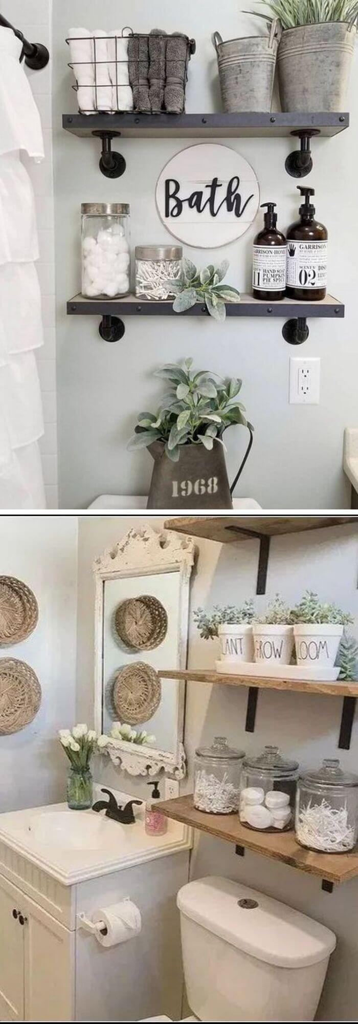 #18. Farmhouse shelf for bathroom