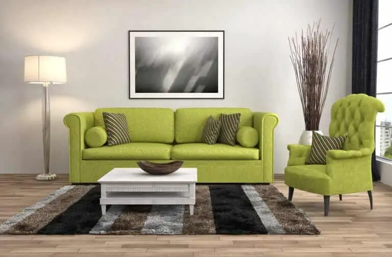 Lime green couch with a star as a decorative feature