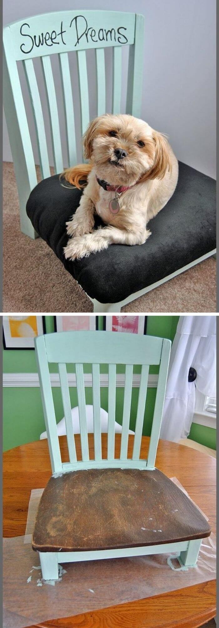 Upcycled DIY Pet Bed from Old Chair