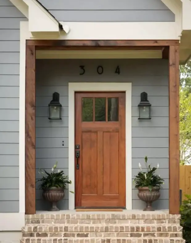 Front Door Made of Stained Wood